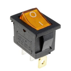 Перемикач клавішний KCD1-101n-LED 3pin з подсв.ON-OFF 6a жовтий