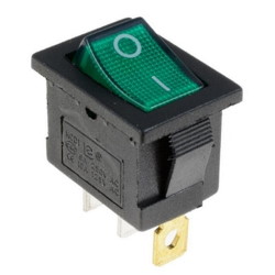 Перемикач клавішний KCD1-101n-LED 3pin з подсв.ON-OFF 6a зелений