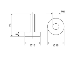 Adjustable support leg D18 M6x26 black