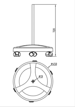 Floor stand on wheels FS3 for lamps, ring loop