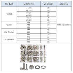 Набір кріплення М4-М6 ​​болт, шайба, гровер, гайка 510шт. нерж 304