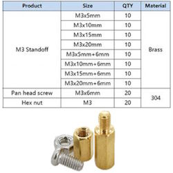 Набор крепежа М3 стойка, винт, гайка 120шт.