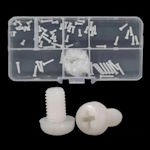 Set of plastic fasteners M2 140pcs. screw, nut, milky PA66