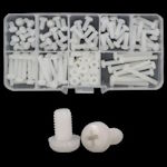 Set of plastic fasteners M4 130pcs. screw, nut, milky PA66