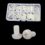 Set of plastic fasteners M2 180pcs. stand, screw, nut milky PA66