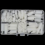 Set of plastic fasteners M4 110pcs. stand, screw, nut milky PA66