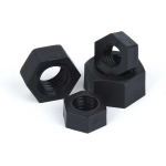 Nut M6 hex, black plastic