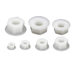  Flanged nut  M4 hex, milk plastic