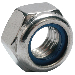 Nickel plated nut M5 hex self-stop.