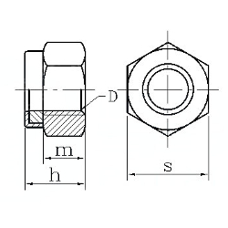 Stainless nut M10 hex self-stop. stainless steel 304