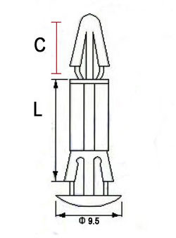 Mounting stand BSD-10 L = 9.6mm plastic with latches