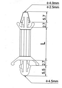 Mounting stand CS-1219 L = 19.1mm plastic with latches