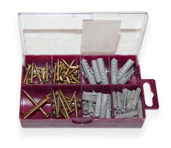  Set of fasteners screws and dowels 85pcs