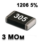 Резистор SMD<gtran/> 3M 1206 5%