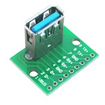 Printed board with connector USB 3.0 type A female to DIP vertical