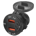 Зарядний пристрій USB<gtran/> YC-A32KR Dual QC3.0 червоний індикатор<gtran/>