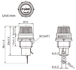 Утримувач запобіжника R3-12 10А 250v 5х20мм