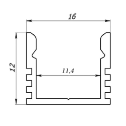 Профіль світлодіодний  Z207P (16 х 12) мм 1 метр.