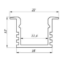  LED profile Z207 (22 x 12) mm. 1 meter.