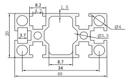 Aluminum machine profile  20x40 mm JL-6-2040GB 1m