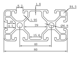 Aluminum machine profile 40x80 mm European standard JL-8-4080EC