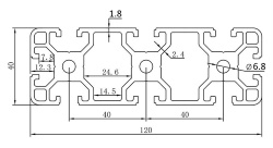 Aluminum machine profile 40x120 mm European standard JL-8-40120EC