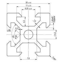 Aluminum machine profile 20x20mm uncoated, 99cm