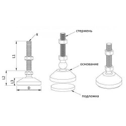 Ніжка опорна з шарніром 50R 100mm M8