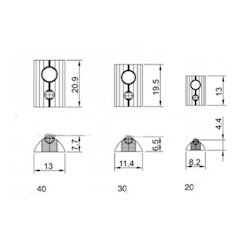 Square nut-slider with ball 3030 M5