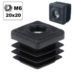 Plug for square pipe 20x20mm inner thread M6 black