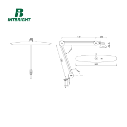 Table lamp on a clamp 9501LED dimming+CCT 182 LED GRAY