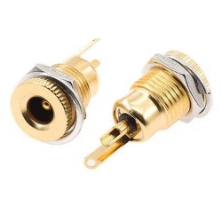 Power socket DC-099 5.5/2.5mm metal, solid flange Gold