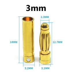 Роз'єм акумуляторний 3mm вилка + розетка