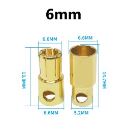 Роз'єм акумуляторний 6mm вилка + розетка