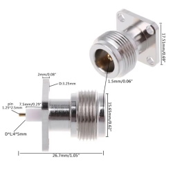 RF connector N female on housing flange 17.5*17.5mm