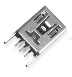 Гнездо Mini USB B 5pin DIP прямое