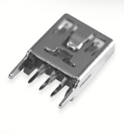 Гнездо Mini USB B 5pin DIP прямое