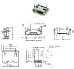 Гніздо Micro USB B 5pin SMT