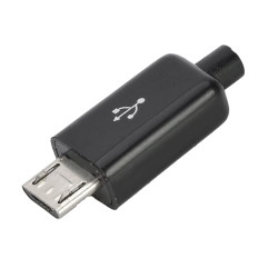 Вилка USB-Micro в корпусе на кабель черная