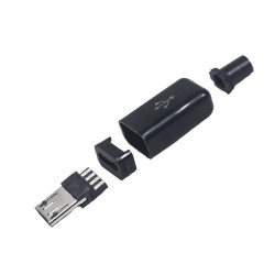 Вилка USB-Micro в корпусі на кабель чорна