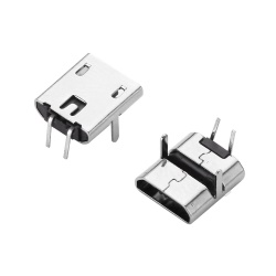 Гніздо Micro USB B 2pin в плату горизонтальне без спідниці