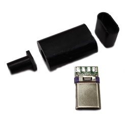 Вилка USB Type-C 4pin на кабель черная CN-07-06