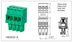 Detachable terminal block 15EDCD-3.5A-02P