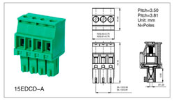 Detachable terminal block 15EDCD-3.5A-03P