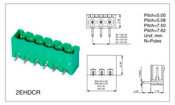 Detachable terminal block 2EHDCR-5.08-08P