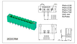 Detachable terminal block 2EDCRM-5.08-2P