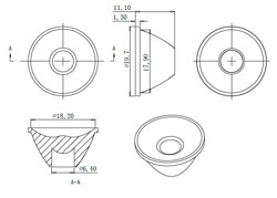 1W  Condenser lens with mount, 25 deg.