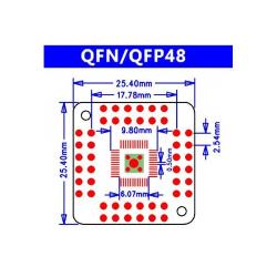 Printed circuit board adapter QFN44/48-DIP pitch 0.5mm