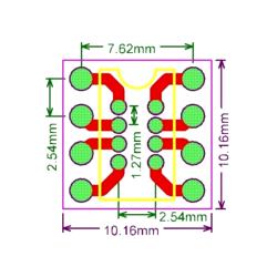 Printed circuit board  DIP8-miniDIP 2.54/1.27mm adapter