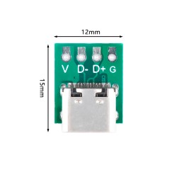 Printed board with connector USB Type-C female USB2.0